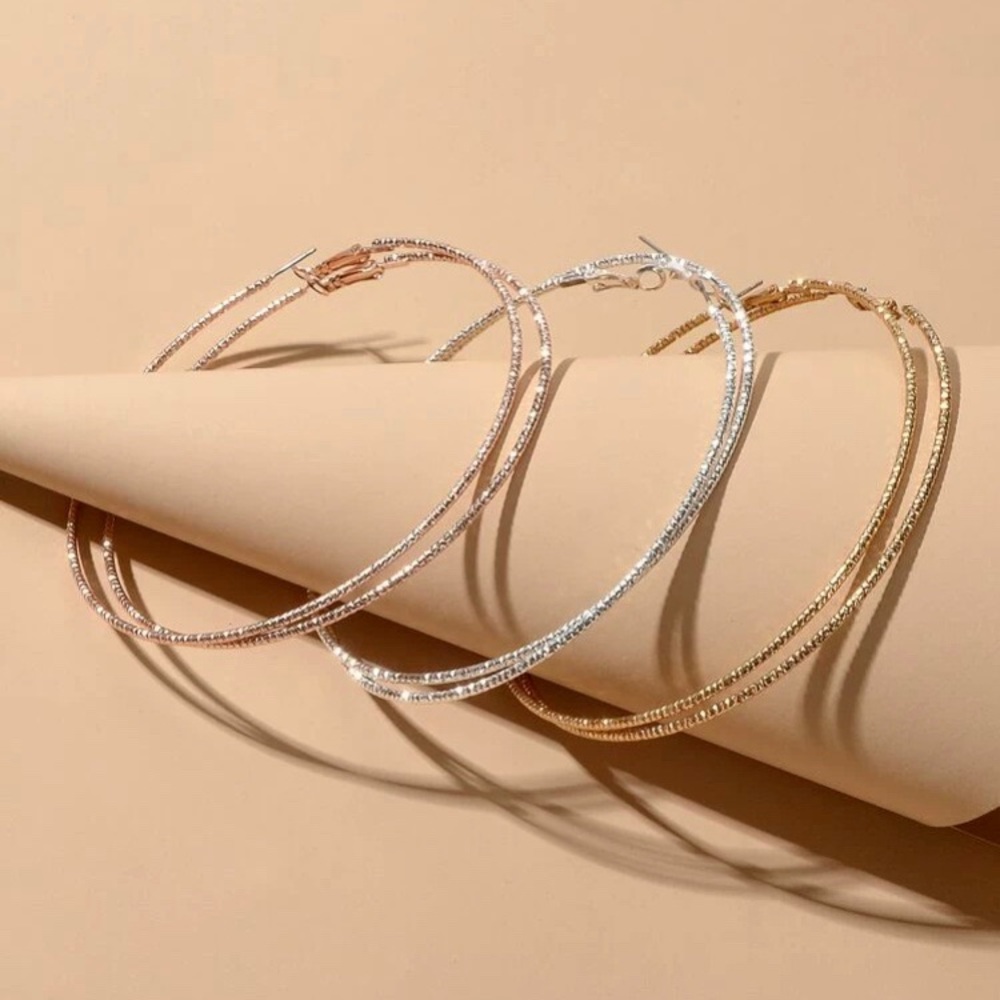 Large Textured Hoop Earrings (1 pair)